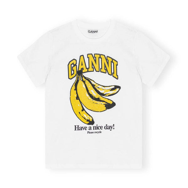 GANNI T3861 Banana Relaxed t-shirt - hvid med gul banan