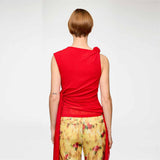 GANNI A1040289 Marl Mesh Tie Knot Tank top - Goji Berry