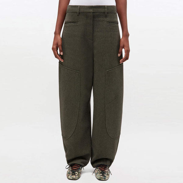 GANNI W0758 Mouline Suiting Curved bukser - Forest Night