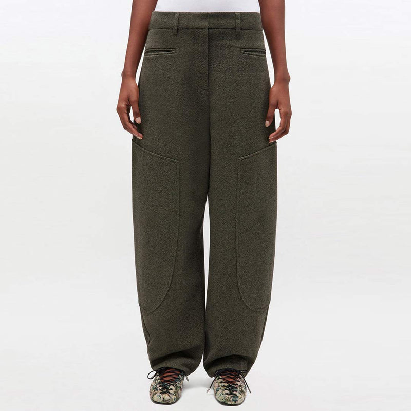 GANNI W0758 Mouline Suiting Curved bukser - Forest Night