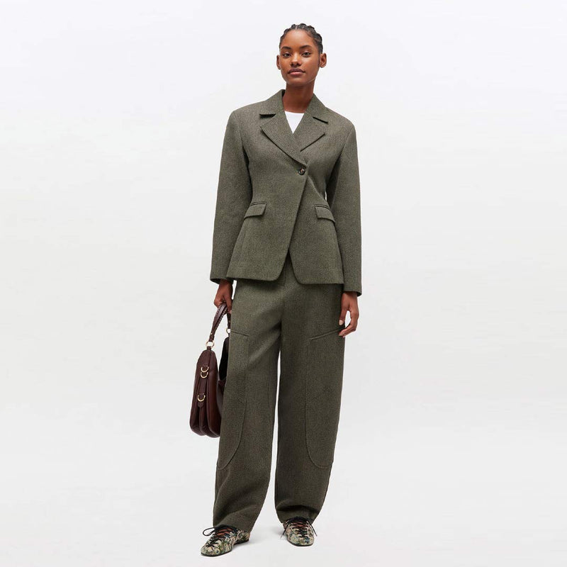 GANNI W0758 Mouline Suiting Curved bukser - Forest Night