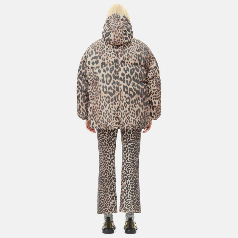 GANNI W0115 Puffers Midi jakke - leopard