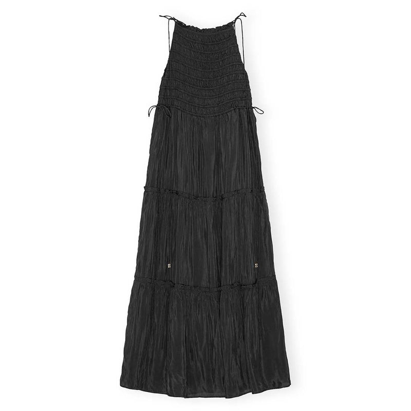 Sort strop kjole med smock fra Ganni