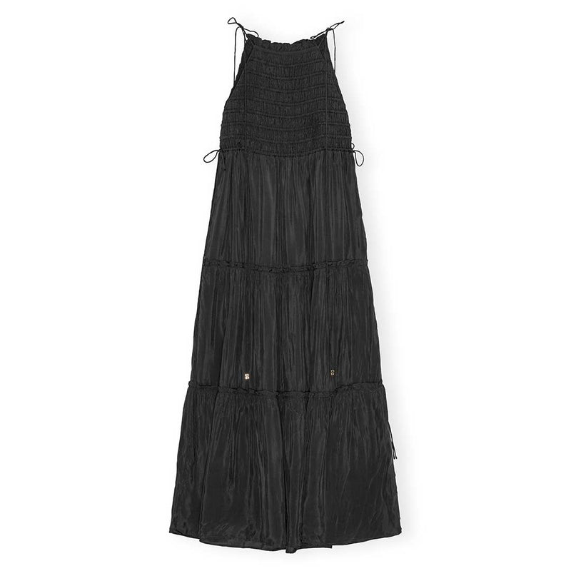Sort strop kjole med smock fra Ganni