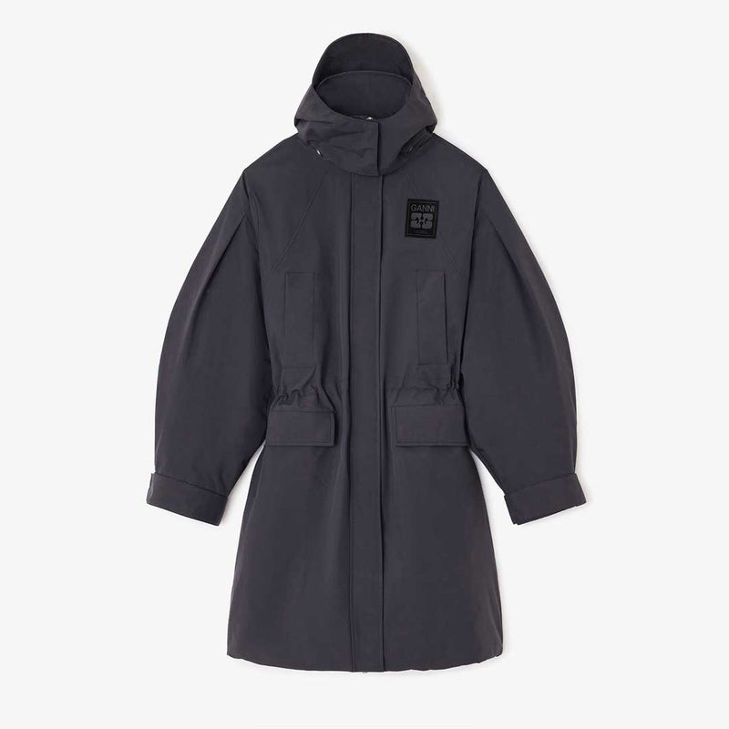 GANNI W1012 Ripstop Tri-Layer Parka Coat - Phantom