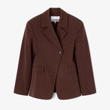 GANNI A1020020 Flock Check Suiting Blazer - Chicory Coffee