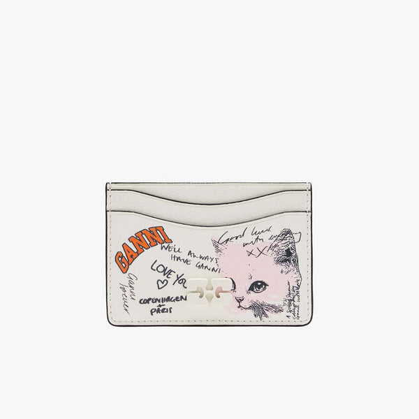 GANNI A7031 Bou kortholder - egret med katte