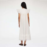 GANNI A1030578 Cotton Voile Angel Long kjole - hvid