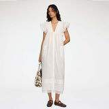 GANNI A1030578 Cotton Voile Angel Long kjole - hvid