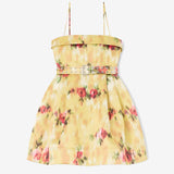 GANNI A1030245 Printed Duchesse Satin Bubble Mini kjole - aurora