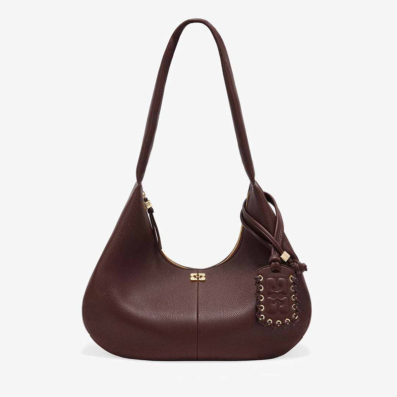 GANNI A7298 Hobo Medium Grained taske - chicory coffee