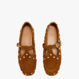 GANNI D1020021 Mary Jenny Studs Suede sko - Caramel Cafe