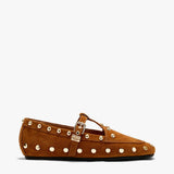 GANNI D1020021 Mary Jenny Studs Suede sko - Caramel Cafe