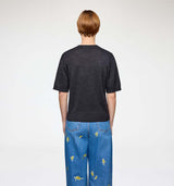 GANNI A1070268 Crochet Applique merino t-shirt - phantom