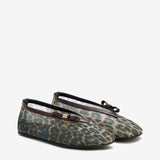GANNI D1020011 Jenny Ballerina Printed Mesh Bow - Almond Milk