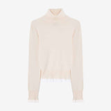 GANNI A1150062 Merino Turtleneck with lace details - Egret
