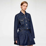 GANNI A1010089 Rinse Denim Cropped Jacket - rinse