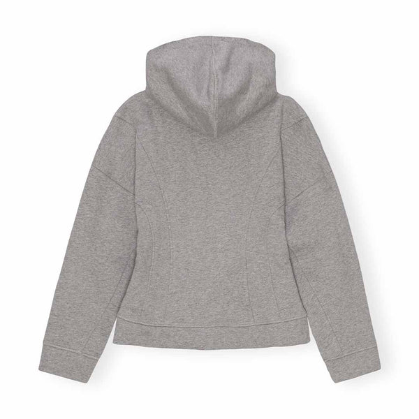 GANNI T3998 Heavy fleece zip hoodie  - Paloma grå