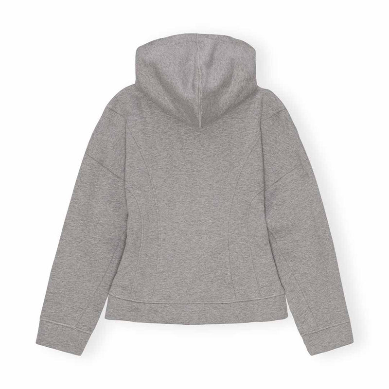 GANNI T3998 Heavy fleece zip hoodie  - Paloma grå