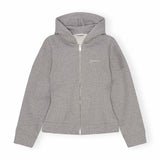 GANNI T3998 Heavy fleece zip hoodie  - Paloma grå