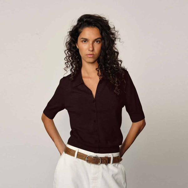 HERSKIND Kaspar Knit Cardigan - Mahogany