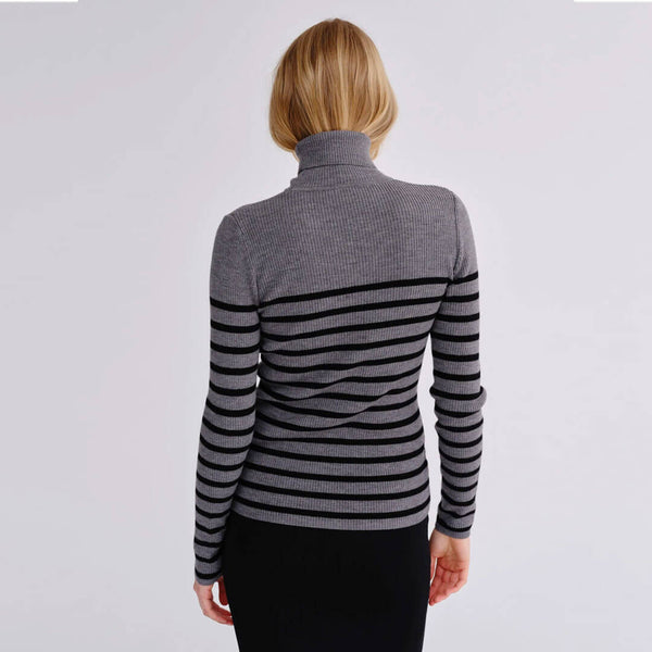 HERSKIND Bob merino bluse - grå striber