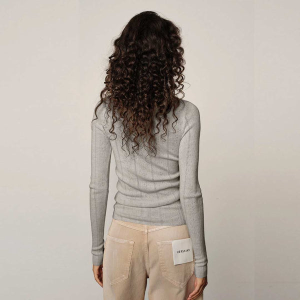 HERSKIND Camb Knit Blouse - Grey Melange