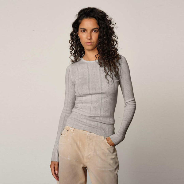 HERSKIND Camb Knit Blouse - Grey Melange