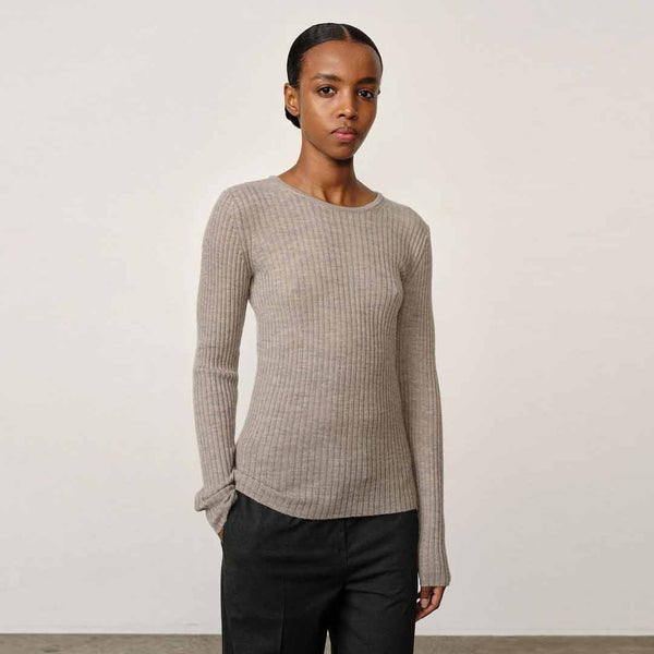 HERSKIND Camb merino uld bluse - light taupe
