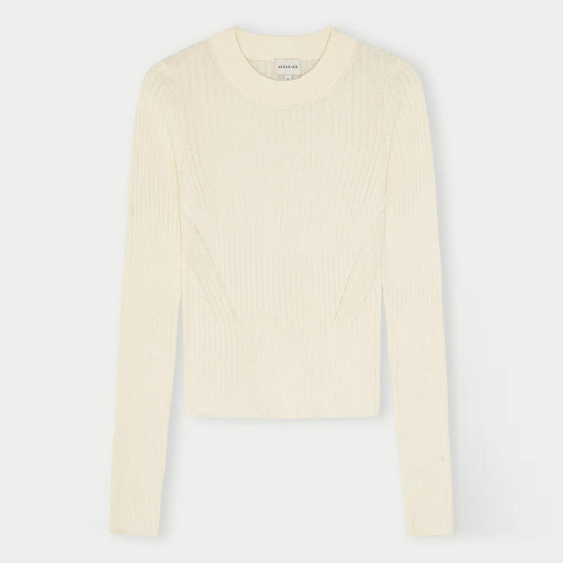 HERSKIND Daniella strikbluse - off white