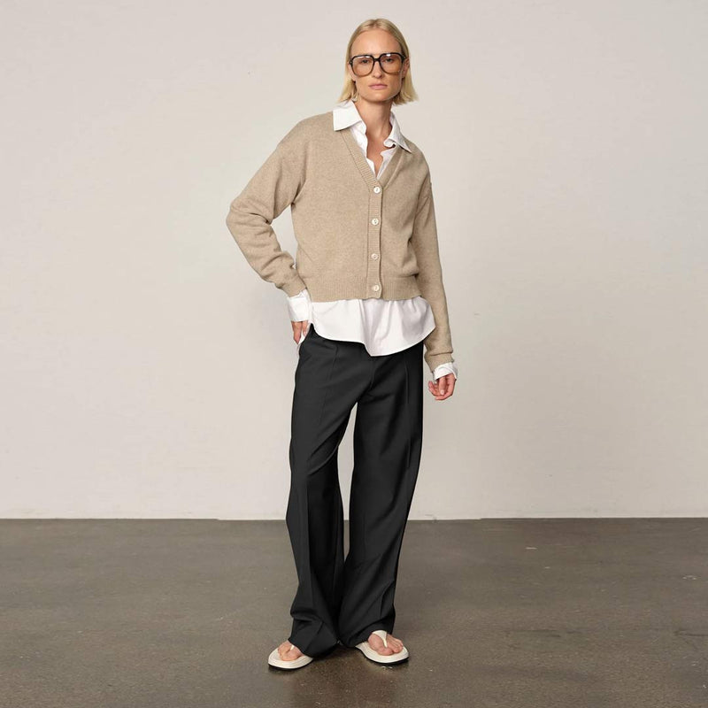 HERSKIND Ivano Midt Waist pants - sort