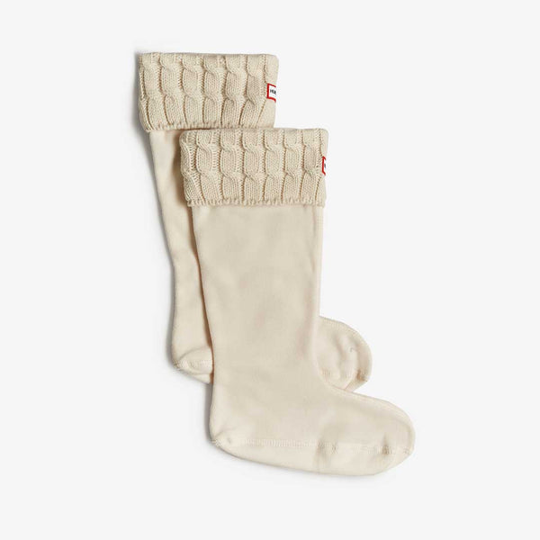 HUNTER 6 Stitch Cable Tall fleece sokker - Hunter White