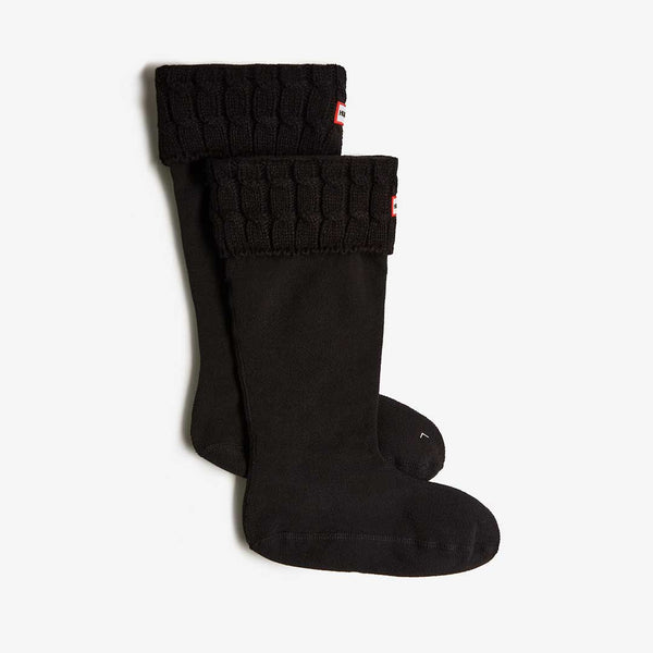 HUNTER 6 Stitch Cable Tall fleece sokker - sort