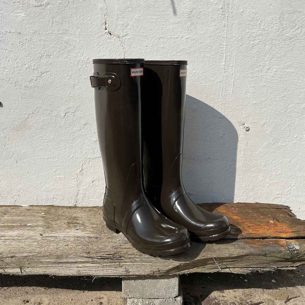 HUNTER Original Tall Gloss gummistøvler - Chocolate brown