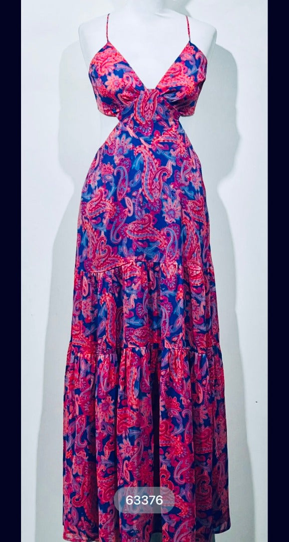 PARIS Ellen kjole - pink/blåt print