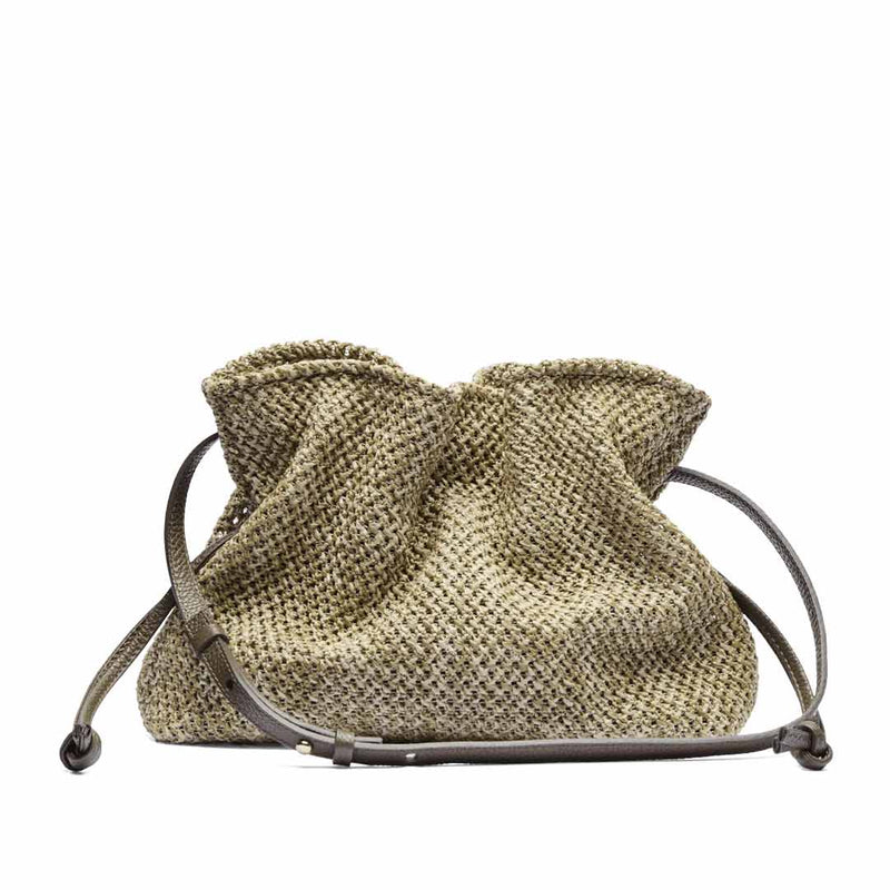 flettet beige taske med rem 