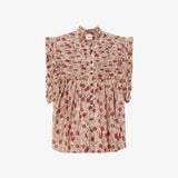 ISABEL MARANT Dersia top - Ecru/Hindbær