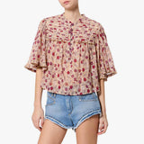 ISABEL MARANT Douna top - Ecru/raspberry