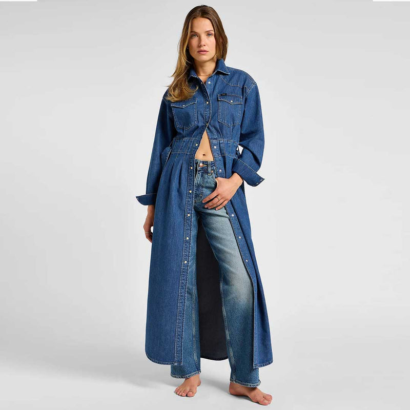 LEE Belted western denim kjole - blue fusion