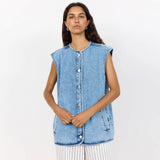 LEVETE ROOM Kosa 3 denim vest - light blue