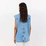 LEVETE ROOM Kosa 3 denim vest - light blue