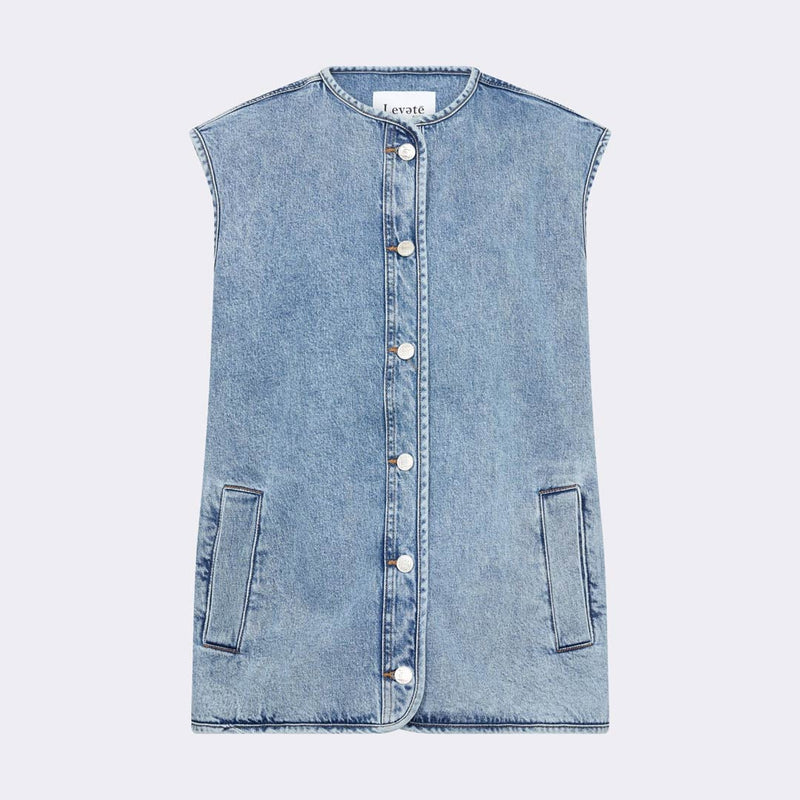 LEVETE ROOM Kosa 3 denim vest - light blue