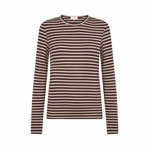LEVETE ROOM Ika 11 bluse - Coffee Bean Combi