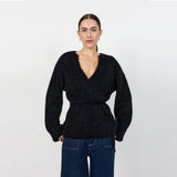 LEVETE ROOM Noreen 7 strik cardigan - sort