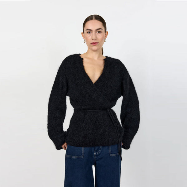 LEVETE ROOM Noreen 7 strik cardigan - sort