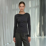 LEVETE ROOM Unico 1 bluse - Dark Grey Melange