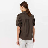 LEVETE ROOM Isla solid 95 skjorte - coffee
