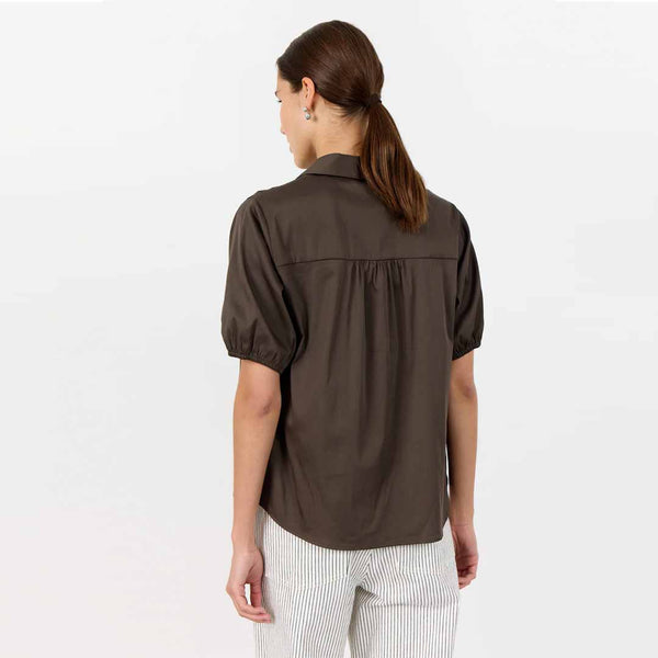 LEVETE ROOM Isla solid 95 skjorte - coffee