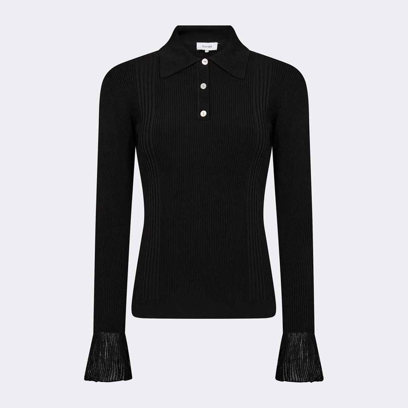 LEVETE ROOM Obi 1 polo bluse - sort