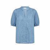 LEVETE ROOM Rora 1 bluse - Mid Blue Denim